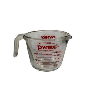 PYREX 250ml 1 Cup Glass Measuring Cup Red Lettering Small Liquid Measure Kitchen